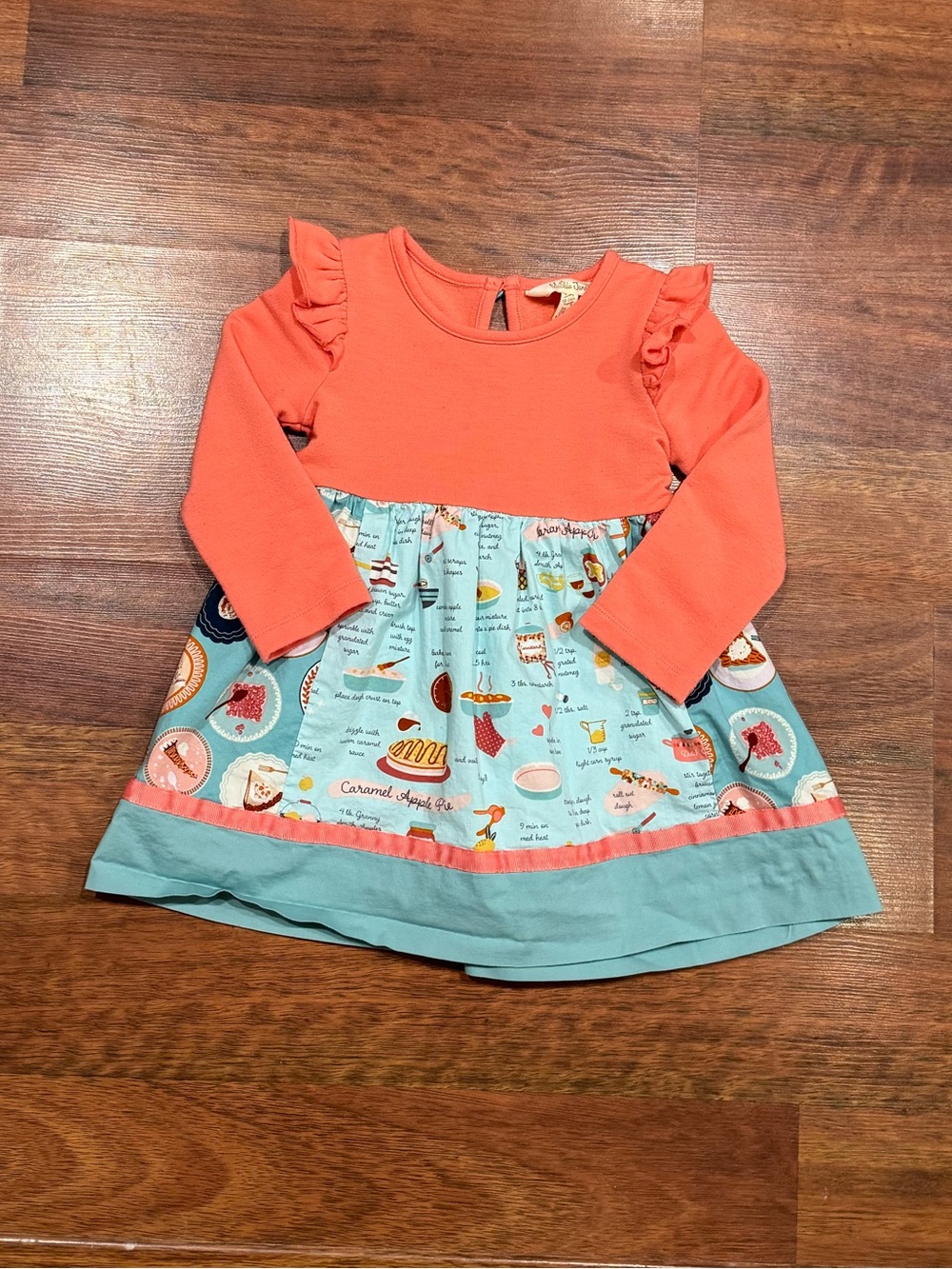 Matilda Jane - Coral Top with Aqua Dessert and Baking Print Dress